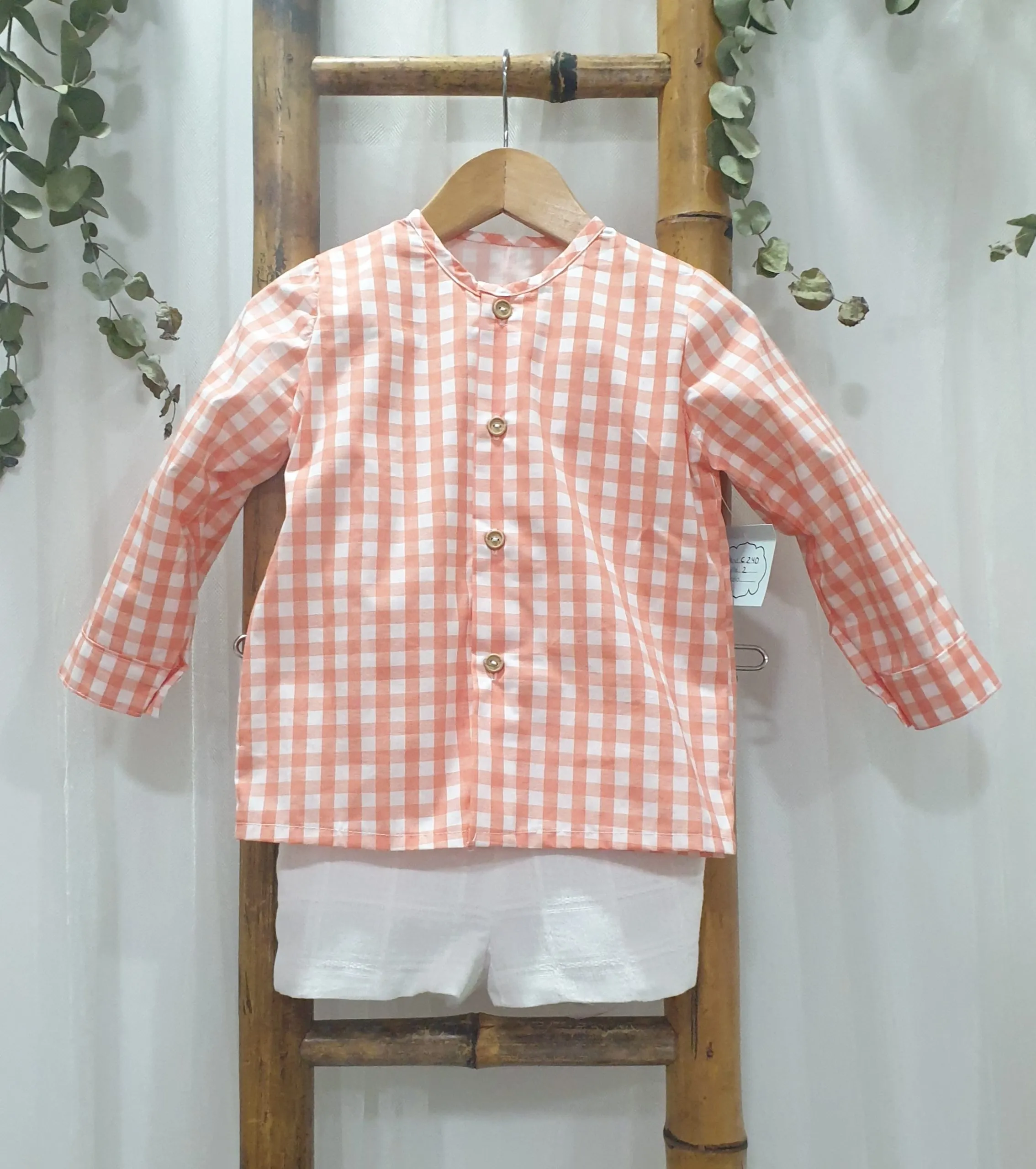 A Conjunto niño vichy coral / blanco R220984