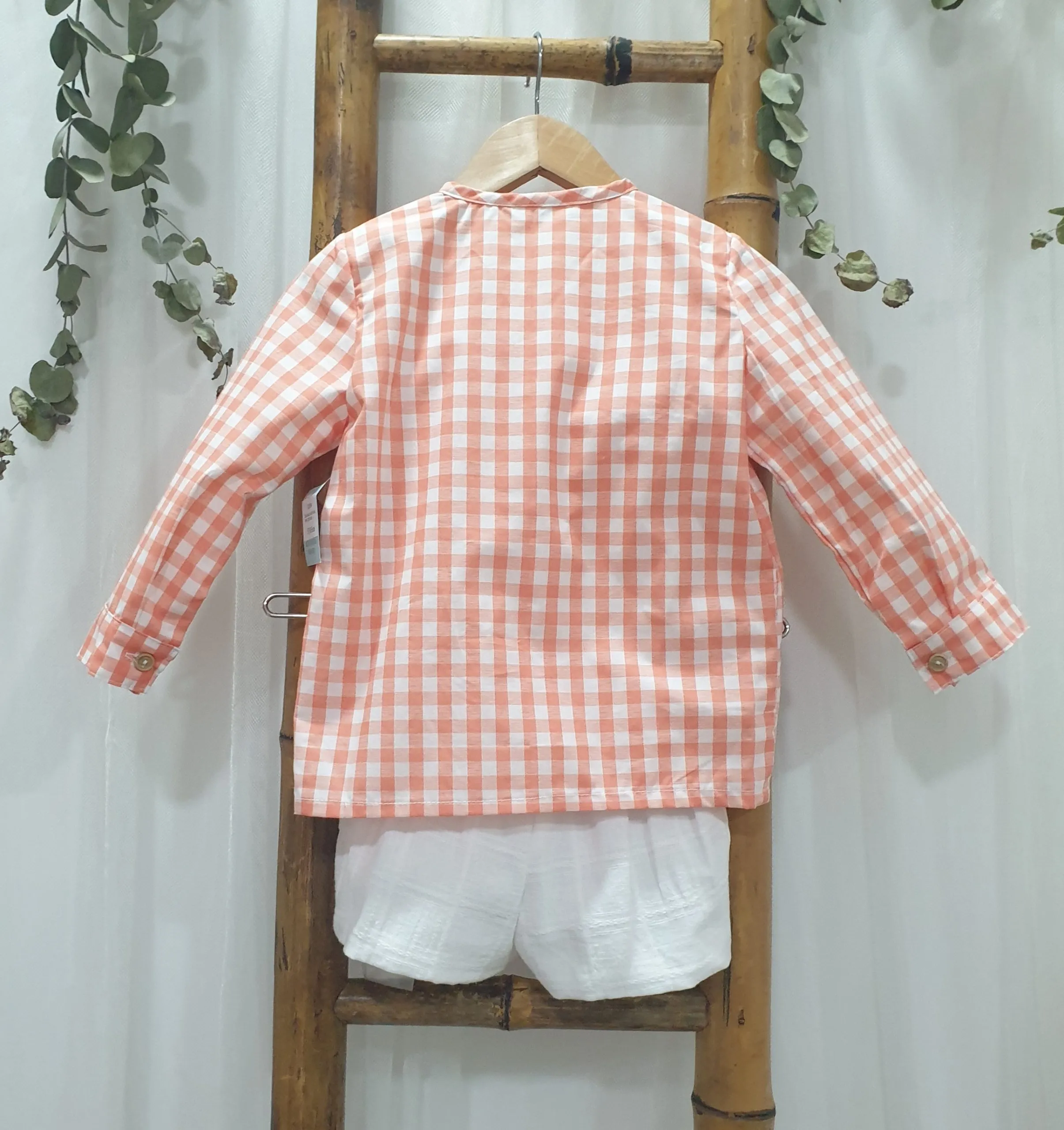 A Conjunto niño vichy coral / blanco R220984