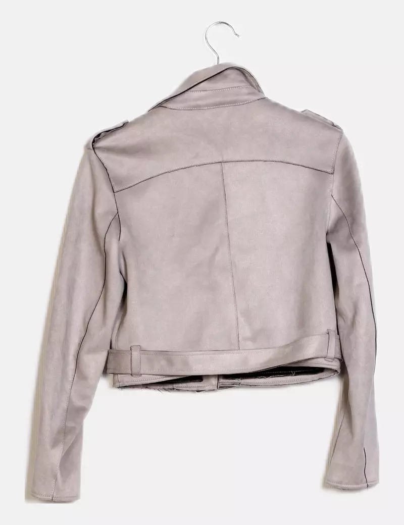 Bershka Biker antelina gris