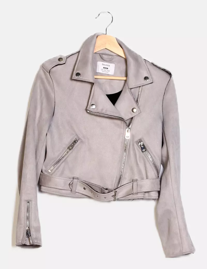 Bershka Biker antelina gris