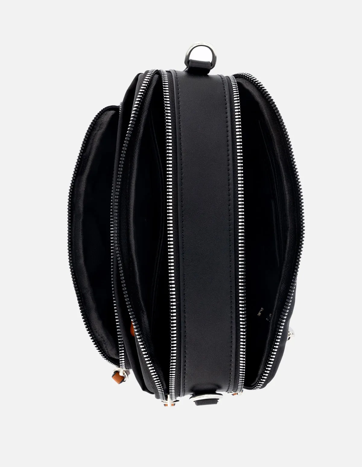 Bolso bandolera de nylon color negro para mujer con detalle Pd