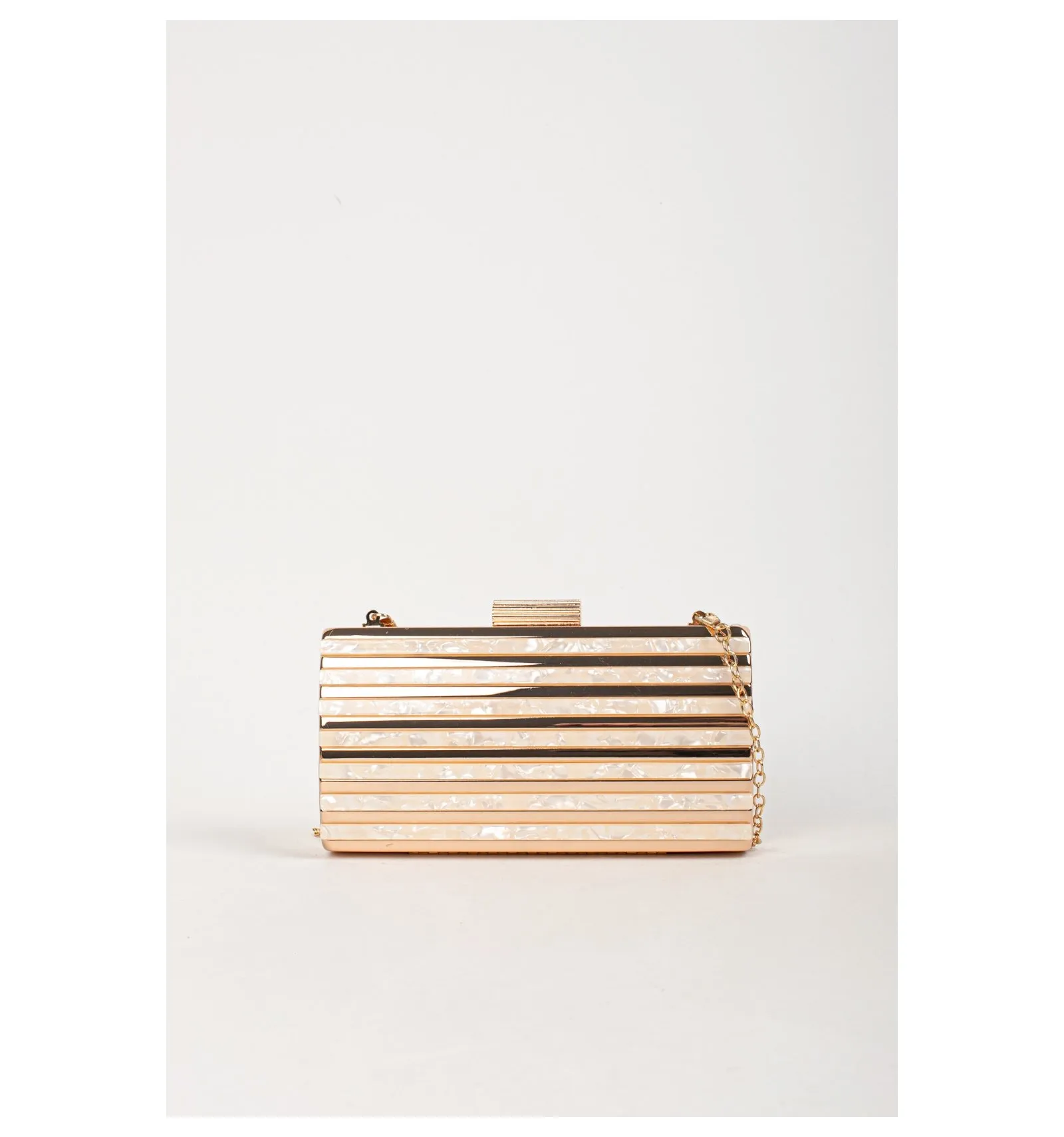 bolso clutch cermo - oro/beige