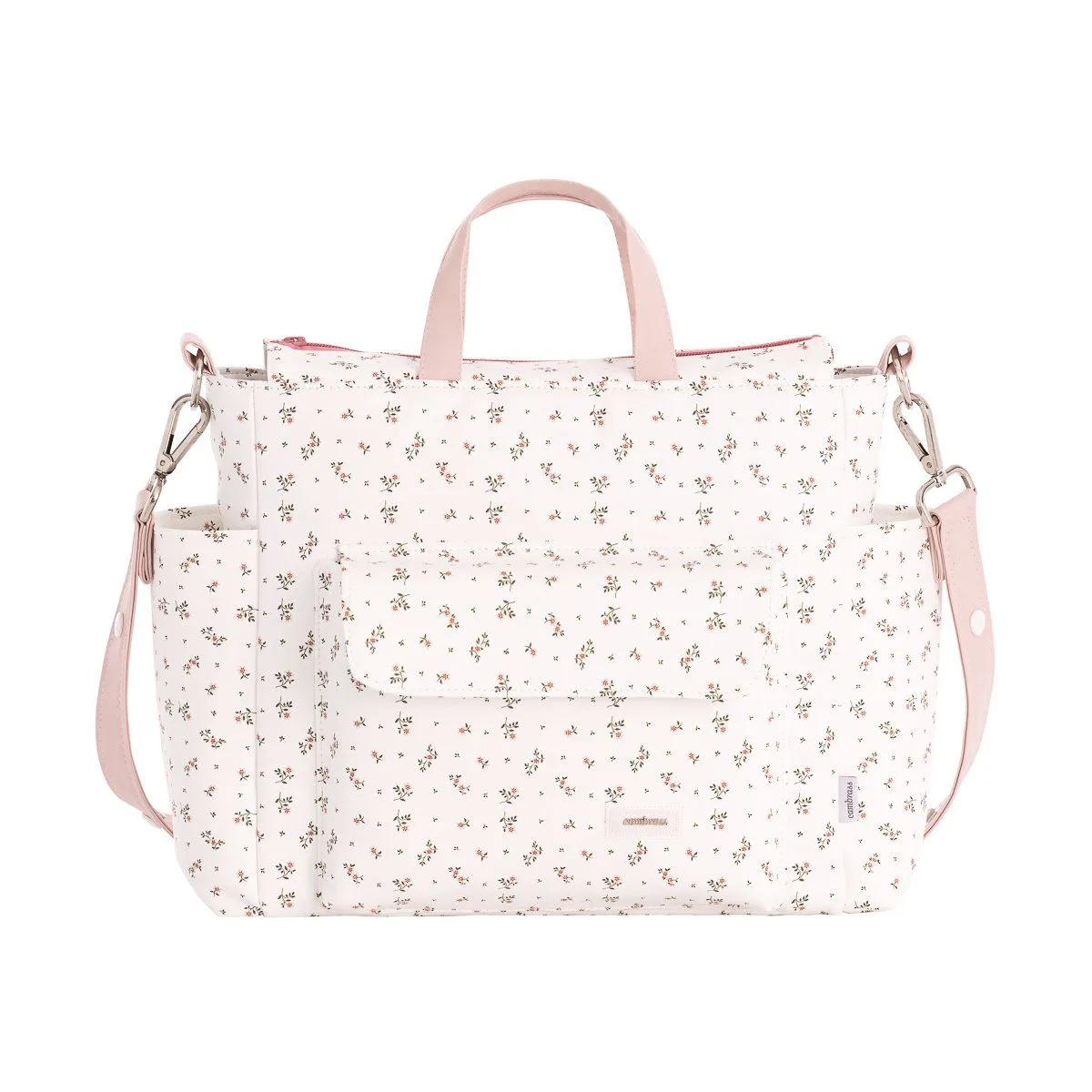 BOLSO MATERNAL PACK AURA BEIGE/FLORES 16x43x37 CM CAMBRASS