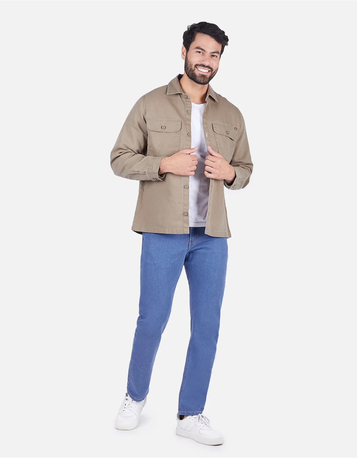 Camisa regular fit beige