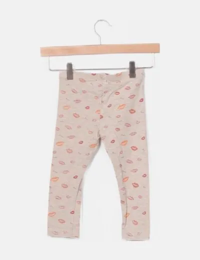 Mango Legging beige estampado