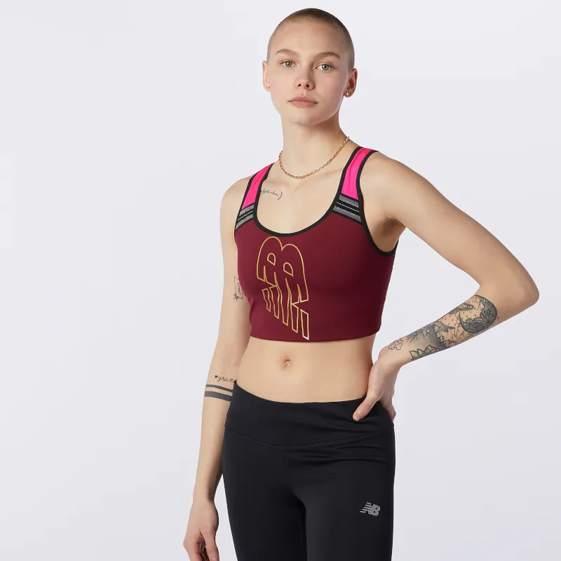 Peto Running Mujer New Balance Achiever Crop Top Burdeo