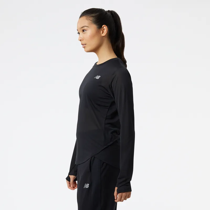 Polera Manga Larga Running Mujer New Balance Accelerate Negra