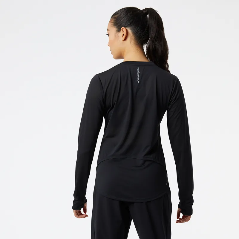 Polera Manga Larga Running Mujer New Balance Accelerate Negra