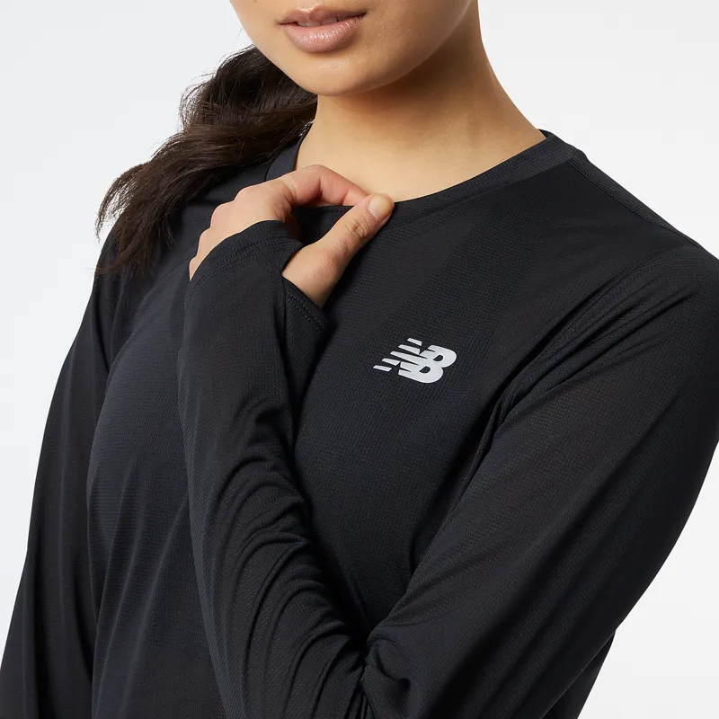 Polera Manga Larga Running Mujer New Balance Accelerate Negra