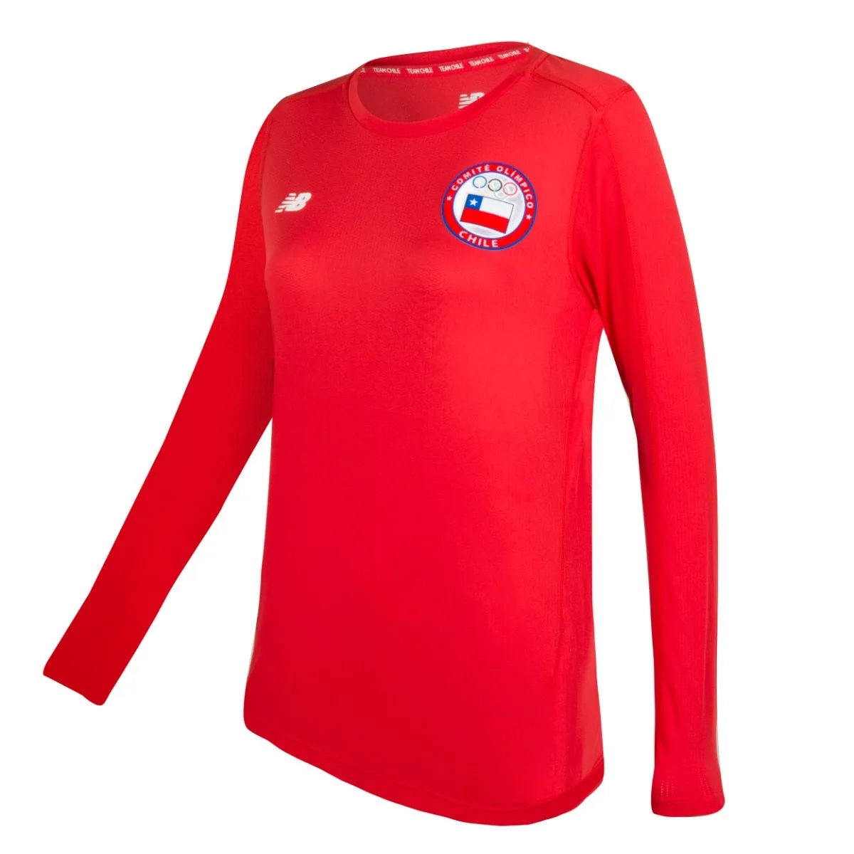 Polera Manga Larga Running Mujer New Balance Team Chile Roja