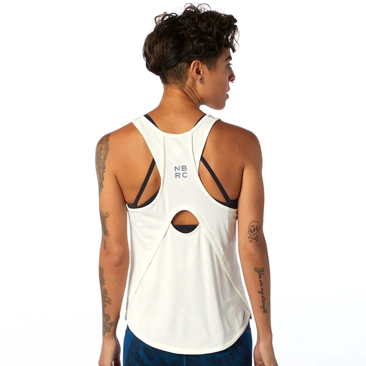 Polera Running Mujer New Balance Q Speed Fuel Jacquard Tank Sin Mangas Blanco