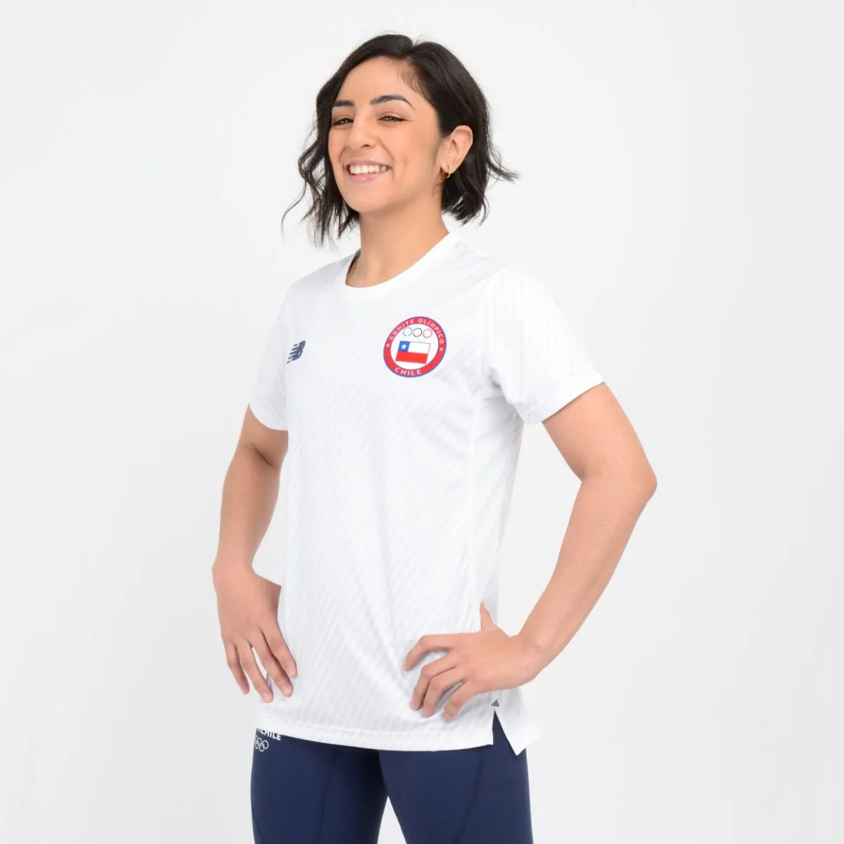 Polera Running Mujer New Balance Team Chile Blanca