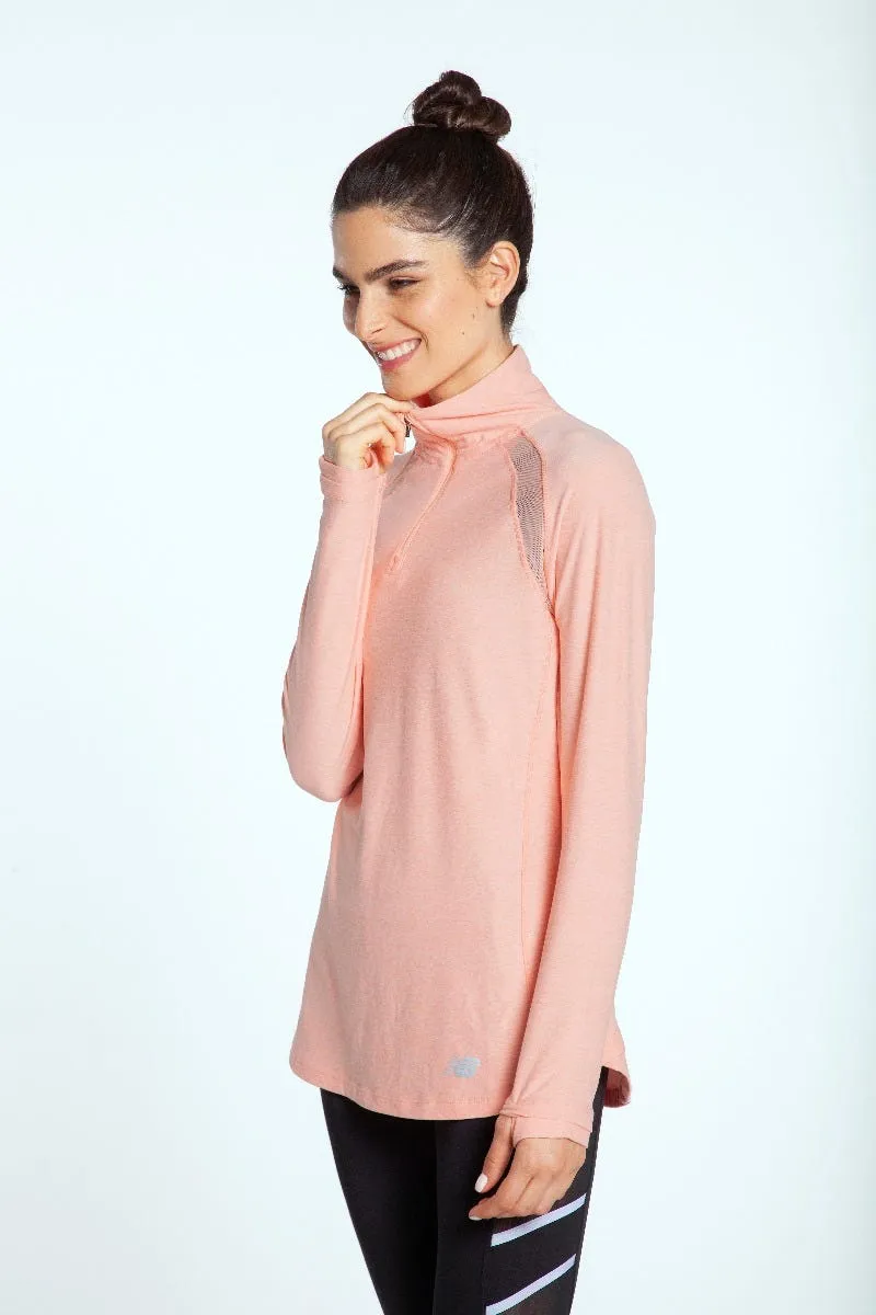 Polerón Running Mujer New Balance Full Zip Quarter Rosado