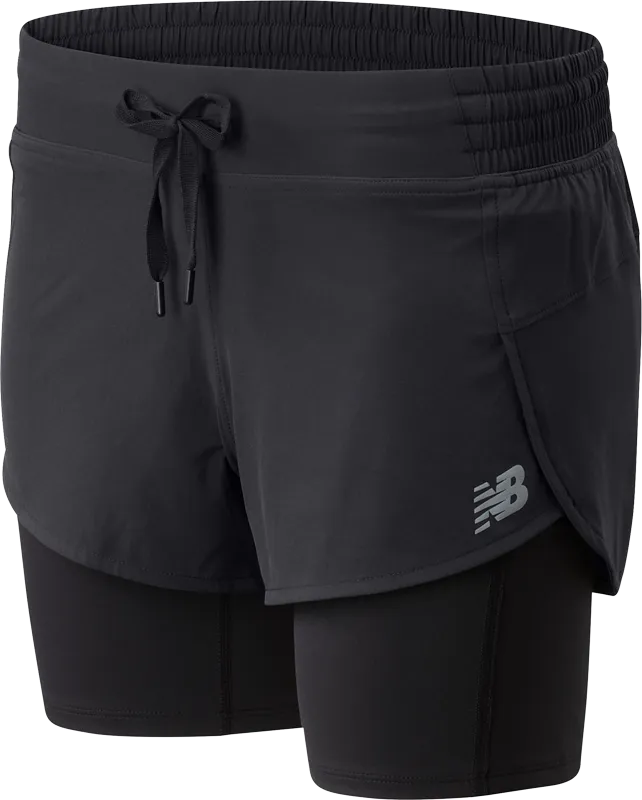 Short Running Mujer New Balance Impact Run 2 en 1 Negro