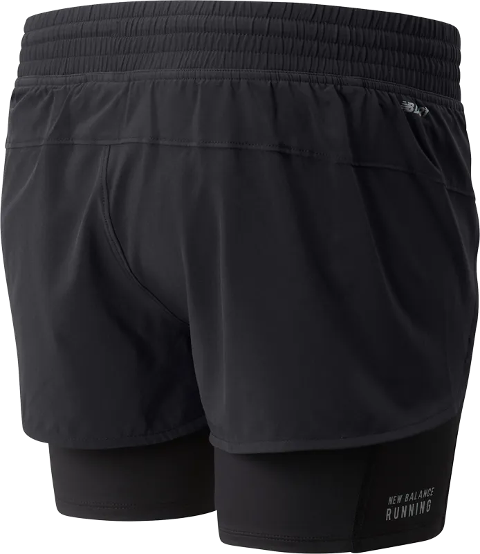 Short Running Mujer New Balance Impact Run 2 en 1 Negro