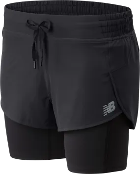 Short Running Mujer New Balance Impact Run 2 en 1 Negro