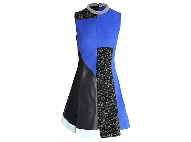 Vestido de patchwork de cuero Proenza Schouler en vicosa azul 