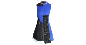 Vestido de patchwork de cuero Proenza Schouler en vicosa azul 