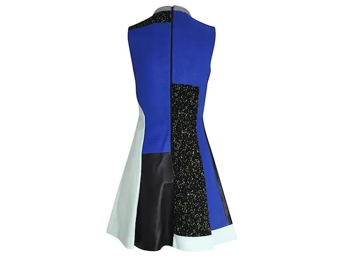 Vestido de patchwork de cuero Proenza Schouler en vicosa azul 