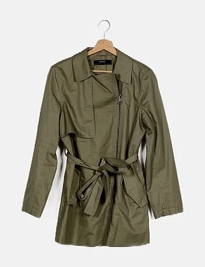 Zara Trench verde lazo